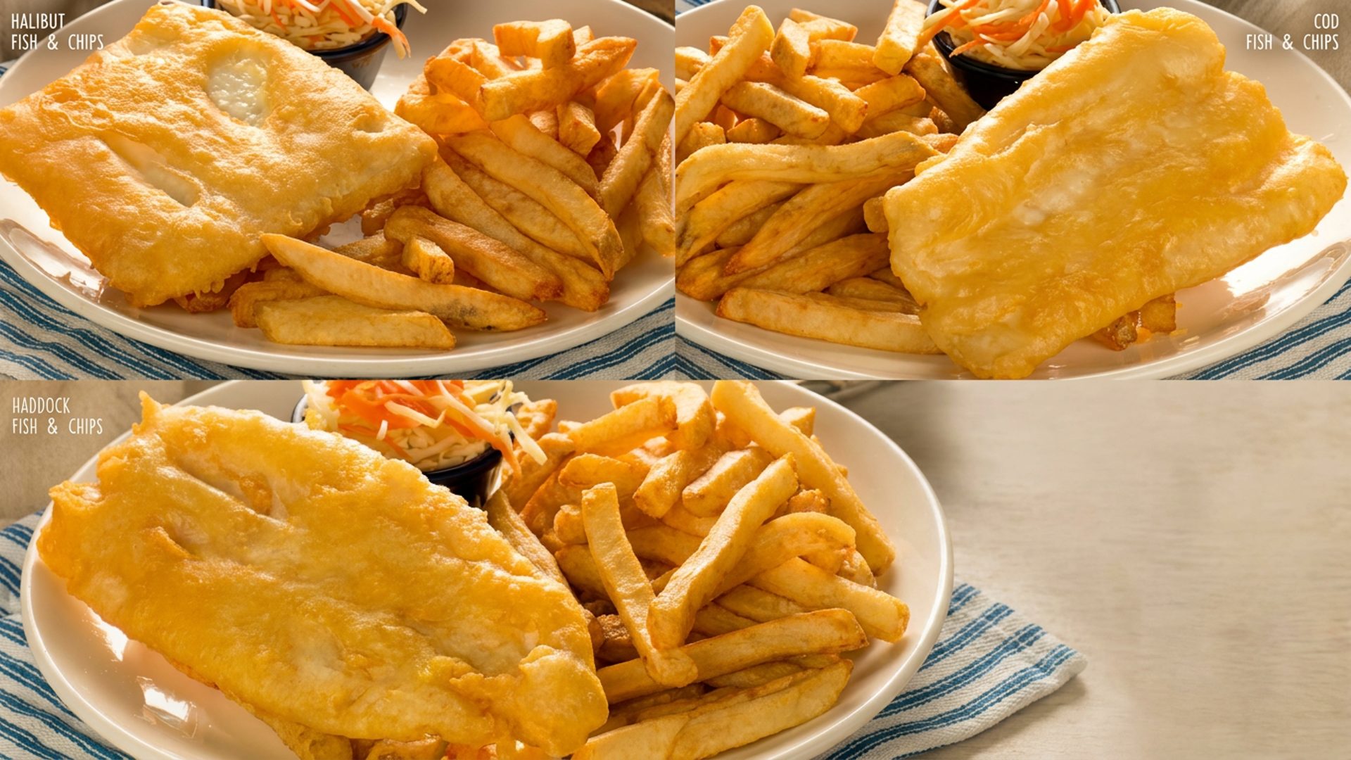Halibut, haddock and cod